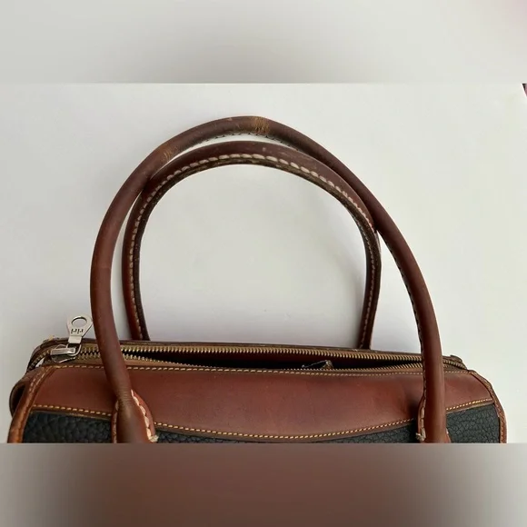 Dooney & Bourke All Weather Leather Black and Brown Leather Satchel Handbag - Picture 7 of 12